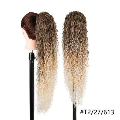 Julilanna Synthetic Kanekalon Futura Fiber Body Ocean Curly Brazilian Straight Water Wave Hair Extensions Synthetic Ponytail