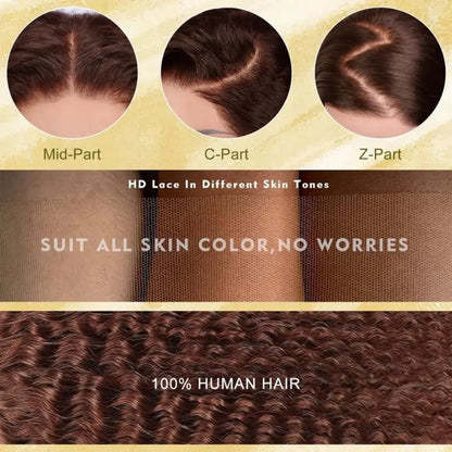 Deep Wave Chocolate Brown Human Hair Wig 13X6 Hd Lace Frontal Wig Brazilian Colored Curly Lace Front Wig Preplucked Pre Bleached
