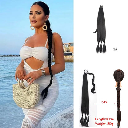 Synthetic Long Braided Ponytail ExteNatural Soft Hair Piece Daily Wear 30 Inch