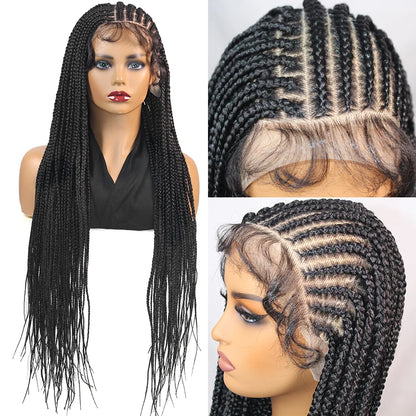 36Inch Knotless Box Braided Wigs Synthetic Full Lace