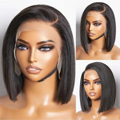 Short Bob Wig Transparent Lace Frontal Wigs Human Hair 100% Straight Bob Wigs Pre Plucked 13x4 Lace Front Wigs For Black Women