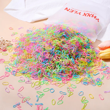 500Pcs/Set Girls Colourful Elastic Disposable Soft Rubber Band Hair Tie Headband Children Ponytail Holder Bands Kids Accessories