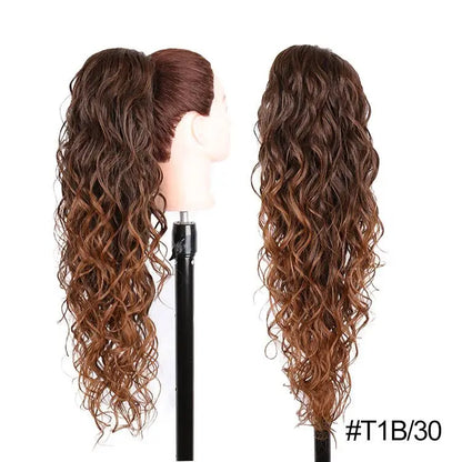 Julilanna Synthetic Kanekalon Futura Fiber Body Ocean Curly Brazilian Straight Water Wave Hair Extensions Synthetic Ponytail