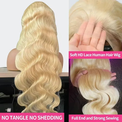 220% Density Human Hair Wigs Blonde 613 Lace Front Wig