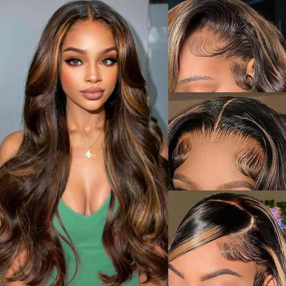 250 Density Ombre 13x6 HD Lace Front Wigslack Human Hair Colored Wig