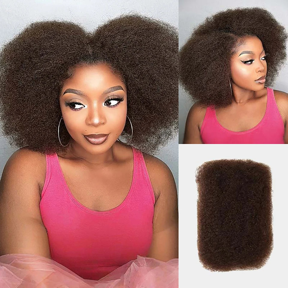 Afro Kinky Bulk Hair No Attachment Peruvian Afro Curly Bulk Human Hair Sleek Virgin Remy Dreadlock 1Pc Natural Color Braids Hair