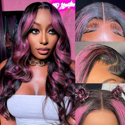 250 Density Ombre 13x6 HD Lace Front Wigslack Human Hair Colored Wig