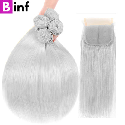 Grey Color Bundles With Closure
