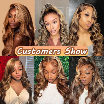 Bundles With Frontal 4/27 Highlight Body Wave
