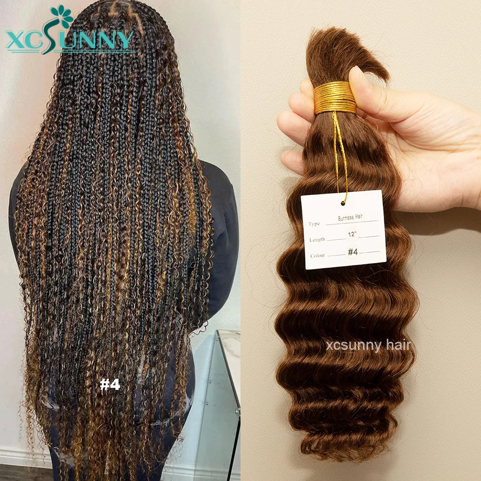 Bulk Human Hair For Braiding Curly Color 30 27 Double Drawn Deep Wave Bulk Human Hair Bundles No Weft Boho Knotsless Braids