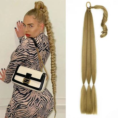 30 Inch Braided Ponytail with Rubber Synthetic DIY Blonde Braids False Hair Ponytail for Women Long Braid Horse Tail \;]'/.