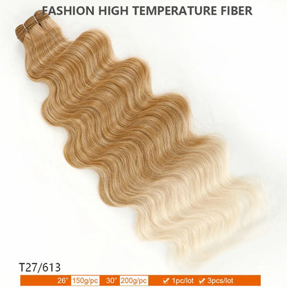 30Inches Ombre Blond T1B/27# 200g Body Wave Brown 12# M816 Highlight P27/613 White 58# Bio Protein Synthetic Hair Weave Bundles