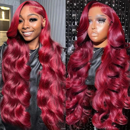 99J Burgundy Body Wave 13X6 Hd Lace Frontal Human Hair Wigs 13X4 Lace Front Wigs Red Colored Brazilian 100% Human Hair For Women