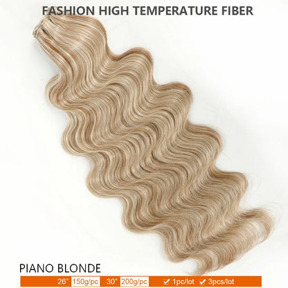 30Inches Ombre Blond T1B/27# 200g Body Wave Brown 12# M816 Highlight P27/613 White 58# Bio Protein Synthetic Hair Weave Bundles