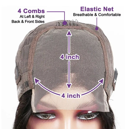 Brown Straight Short Bob Wig 13x4 4x4 HD Lace Frontal Wigs 100% Human Hair Preplucked For Black Woman #4 Color 14 16 Inch