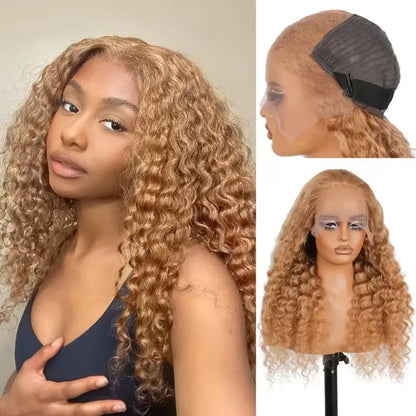 Honey Blonde Wig Human Hair 13X6 Lace Front Wig Curly Colored Water Deep Wave Hd Lace Frontal Wig Preplucked 250 Density 30 Inch