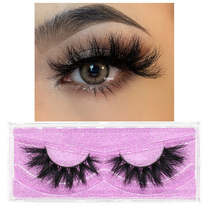 FOXESJI 3D Mink Lashes False Eyelashes Fluffy Thick Cross Wispy Natural Eye lashes Mink Soft Lash Extension Supplies Makeup Set