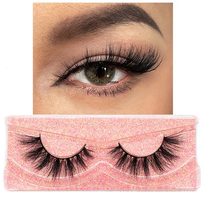 FOXESJI 3D Mink Lashes False Eyelashes Fluffy Thick Cross Wispy Natural Eye lashes Mink Soft Lash Extension Supplies Makeup Set