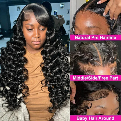 40 42 Inch Loose Wave 13x6 HD Lace Frontal Wig Human Hair Brazilian Loose Deep Waves Curly Wigs Lace Front