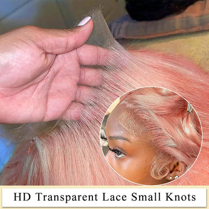 13x4 Pink Body Wave Synthetic Lace Front Wig Pre Plucked Colored Long Wavy Lace Front Wigs For Women Daily Cosplay Party Wig