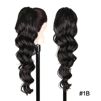 Julilanna Synthetic Kanekalon Futura Fiber Body Ocean Curly Brazilian Straight Water Wave Hair Extensions Synthetic Ponytail