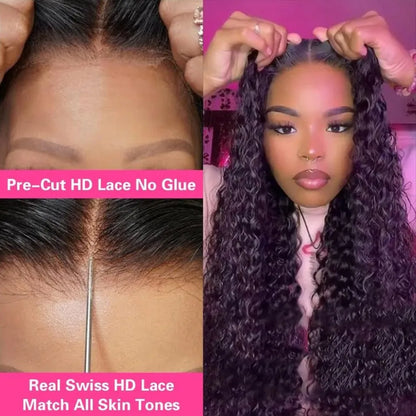 Deep Wave Human Hair Wigs 5X5 Hd Lace Closure Wig Wear And Go Glueless Curly Lace Front Wig Brazilian Wigs Original Pre Plucked