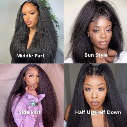 360 Full Lace Wig Kinky Straight Human Hair Wigs Pre Plucked Hd Lace Front Wig 250 Density Black Brazilian Wigs Original 30 Inch