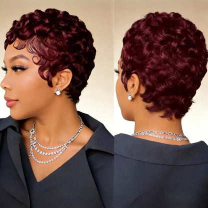 6-Inch Remy Human Hair Pixie Curly Wave Wig