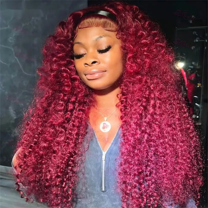 Red Colored 99J Burgundy 13X6 Hd Lace Frontal Human Hair Wigs Water Deep Wave Curly 30 Inch Transparent Lace Front Wig For Women