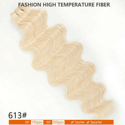 30Inches Ombre Blond T1B/27# 200g Body Wave Brown 12# M816 Highlight P27/613 White 58# Bio Protein Synthetic Hair Weave Bundles