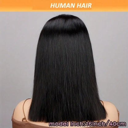 13x4 Straight HD Glueless Bob Human Hair Wig 250% Density Black Color Brazilian Human Hair Wig