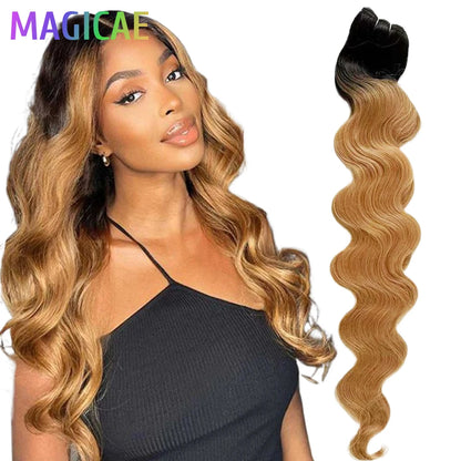 30Inches Ombre Blond T1B/27# 200g Body Wave Brown 12# M816 Highlight P27/613 White 58# Bio Protein Synthetic Hair Weave Bundles