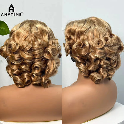 330% Demnsity 5x5 Lace Loose Bouncy Human Hair Wigs Loose Bouncy Curly Closure Human Hair Colorful Double Drawn Wig for Woman