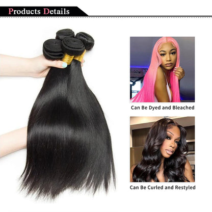 Raw Virgin Unprocessed Straight Bundles Human Hair 3/6 Pcs Human Hair Brazilian Straight Human Hair Bundles Extensions