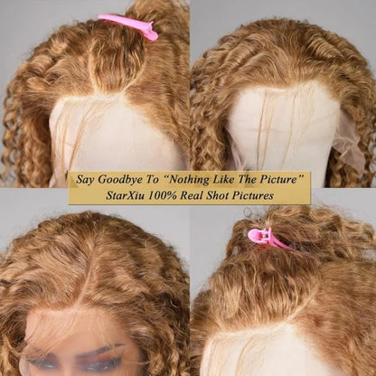 Honey Blonde Wig Human Hair 13X6 Lace Front Wig Curly Colored Water Deep Wave Hd Lace Frontal Wig Preplucked 250 Density 30 Inch