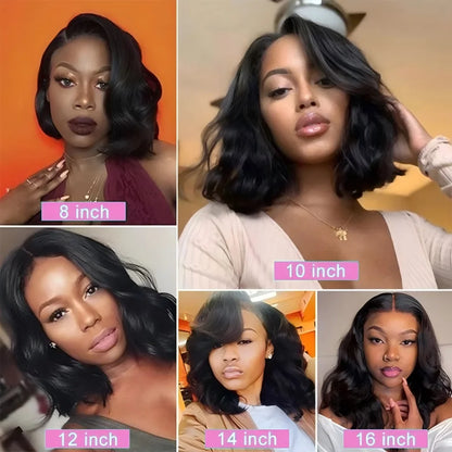 100% Human Hair Wig Short Bob Curly Deep Wave Glueless 5X5 Hd Lace Closure Wig 13X6 Lace Frontal Wig Ready To Wear Natural Black