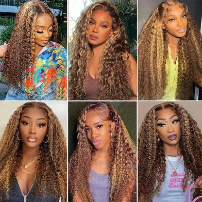 Highlight Wig Human Hair 13X6 Hd Lace Frontal Wig Deep Wave Lace Front Wigs Pre Plucked Pre Bleached Human Hair Wigs 30 36 Inch