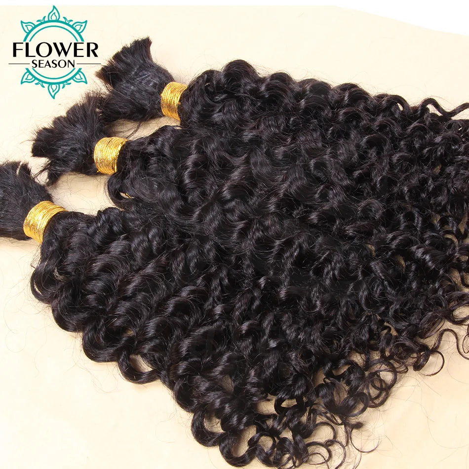 Bulk Human Hair For Braiding Wholesale Burmese Boho Braids Human Hair Extensions No Weft Double Drawn Curly Hair Bulk 3Bundles