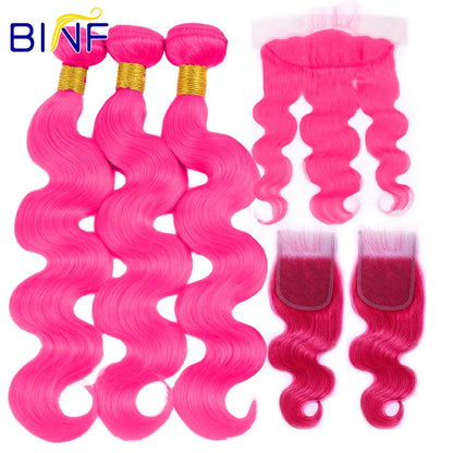 Hot Pink Colored Body Wave Bundles