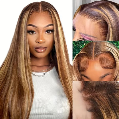 Highlight Human Hair 100% 13X6 Hd Lace Frontal Wig