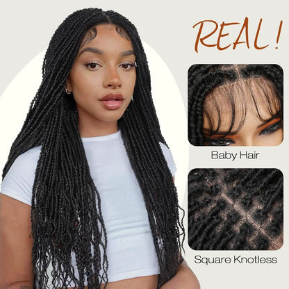Synthetic Faux Locs Wig Full Lace Dreadlock Wig with Baby Hair Long Twist Dreads Wig Knotless New Locks Wigs Black