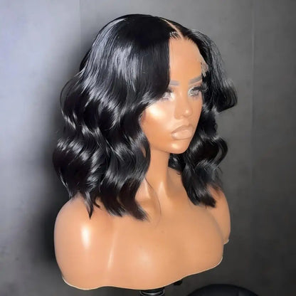 Bob Wig Human Hair Short Body Wave 13X6 Hd Lace Front Wig Glueless 250 Density Pre Plucked Natural Black 5X5 Hd Lace Closure Wig
