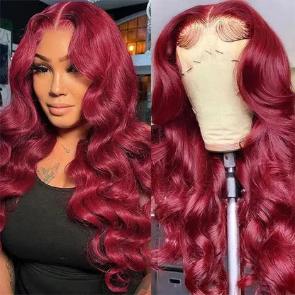 99J Burgundy Body Wave 13X6 Hd Lace Frontal Human Hair Wigs 13X4 Lace Front Wigs Red Colored Brazilian 100% Human Hair For Women