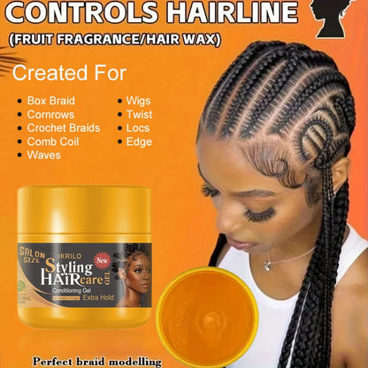 Hair Styling Gel-Strong Hold Hair Gel for Men,Women, 24H Non-Sticky, No Flake, Extreme Shine, Styling Fragmented Hair, Braid gel