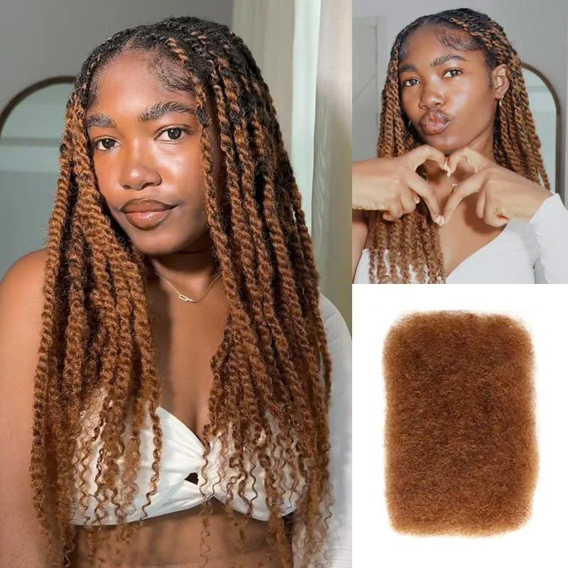 Afro Kinky Bulk Hair No Attachment Peruvian Afro Curly Bulk Human Hair Sleek Virgin Remy Dreadlock 1Pc Natural Color Braids Hair