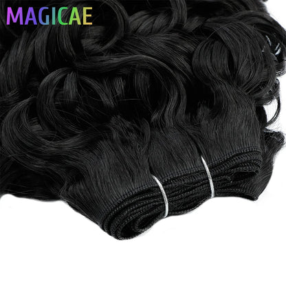 Megaicae 16Inches 120Grams Loose Deep Jerry Curly Ombre Brown 4# Piano Blond 27/613 SP12/16/613 High Bio Temperature Synthetic