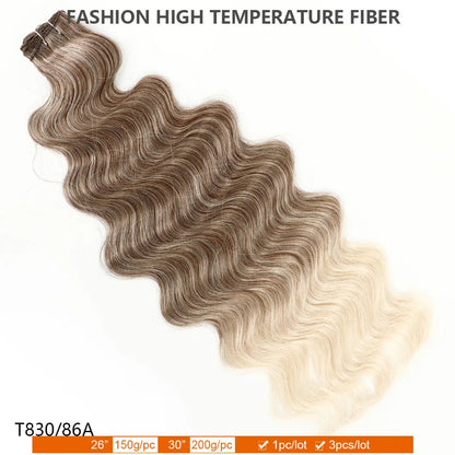 30Inches Ombre Blond T1B/27# 200g Body Wave Brown 12# M816 Highlight P27/613 White 58# Bio Protein Synthetic Hair Weave Bundles