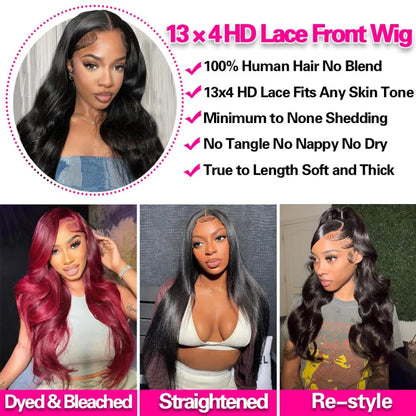 13X6 Lace Front Wig Body Wave Human Hair Wig