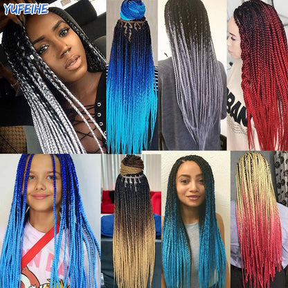 Synthetic Box Braids Hair Colored Crochet Hair 24"