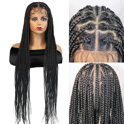 36Inch Knotless Box Braided Wigs Synthetic Full Lace